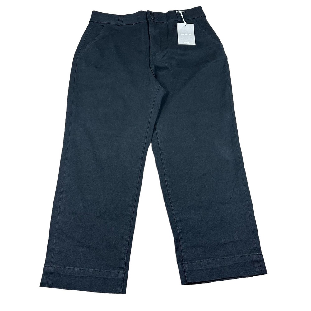 EVERLANE The Organic Straight Leg Pant Black Size 14 Cropped Minimalist Boho